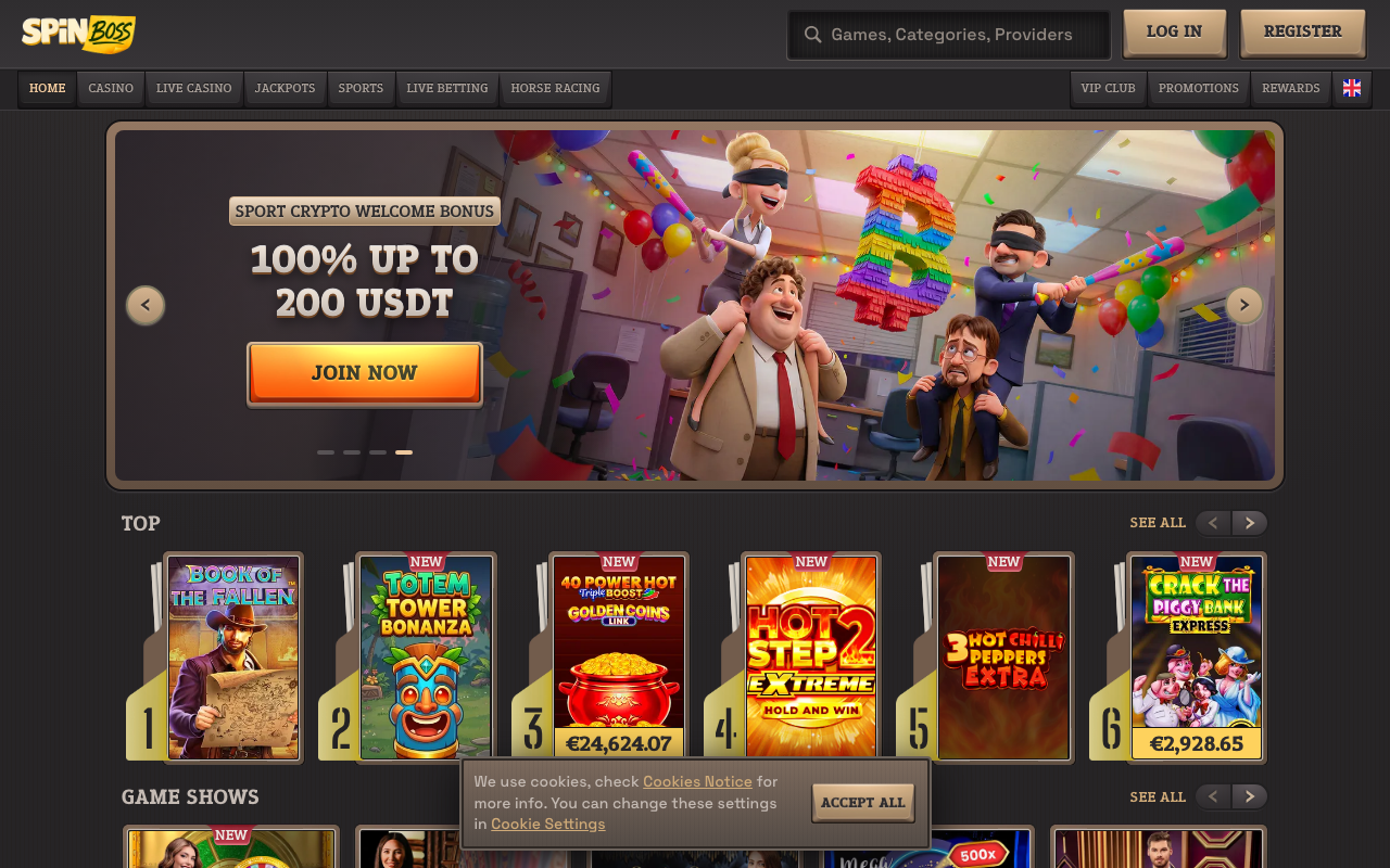 Spinboss Casino forside