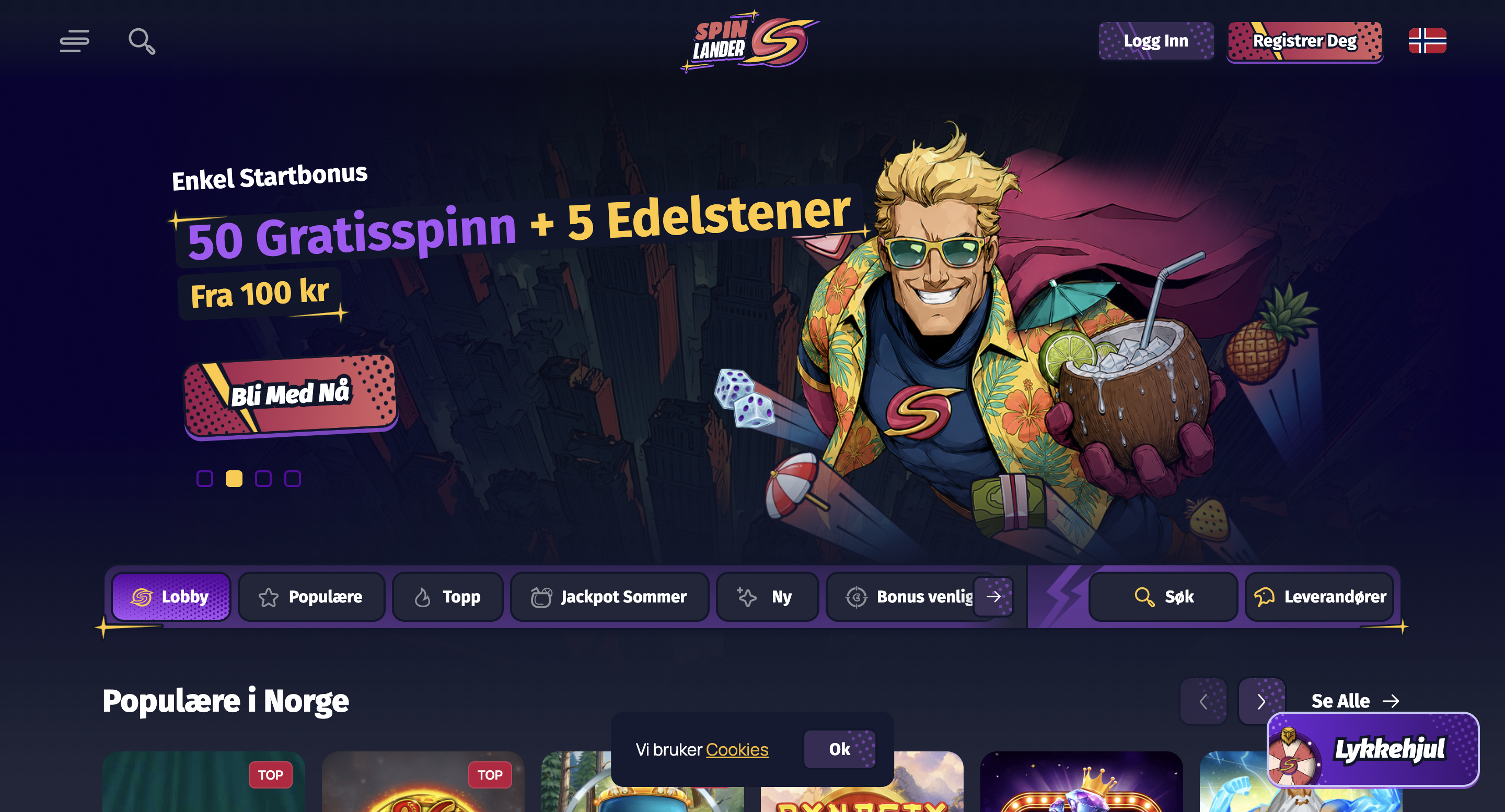Spinlander Casino forside