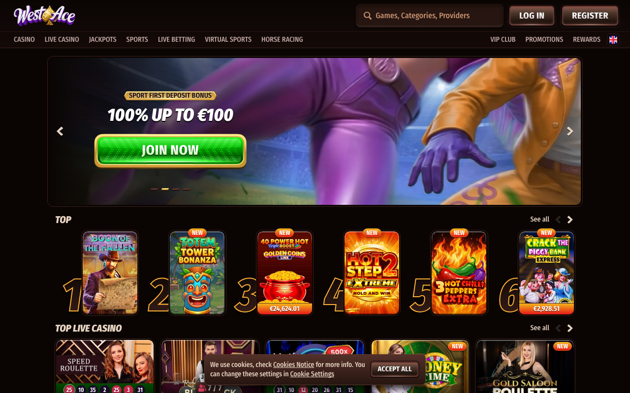 Westace Casino forside