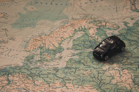 Bil på kart over Nord-Europa